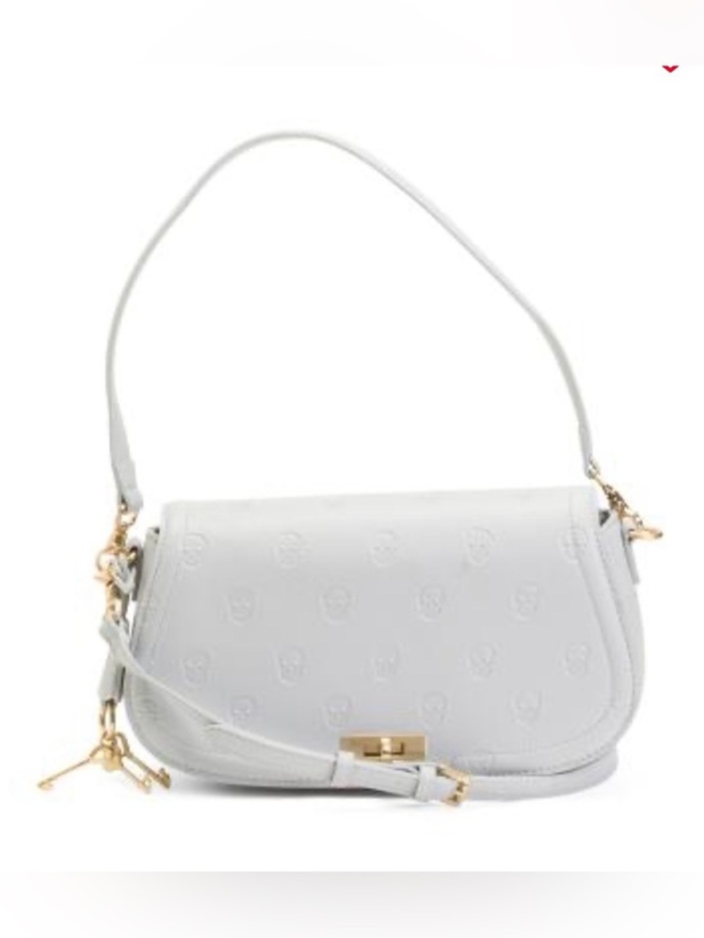 Betsey Johnson XOMarcia Flap White Shoulder Bag with Gold Hardware & Bag Charms